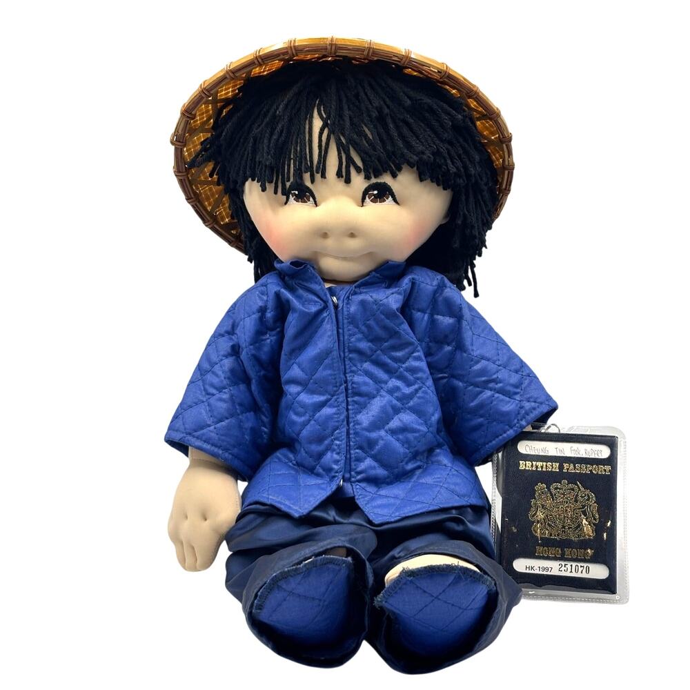 VTG 1984 Rice Paddy Babies Doll, 'Cheung Tin Fook, Rupert,' w/Passport & Hat